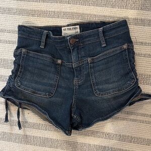 We The Free Dark Wash Lace-Up Shorts